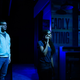 Drew Schad (Ryan) and Leslie Ann Sheppard (Amina) in Shattered Globe Theatre’s Sheepdog by Kevin Artigue.